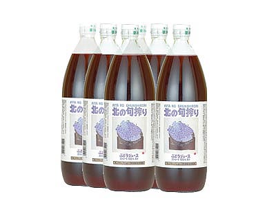 北の旬搾りぶどうジュース1リットル/6本入りケース